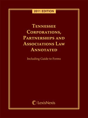 cover image of Tennessee Corporations Partnerships and Associations Law Annotated
